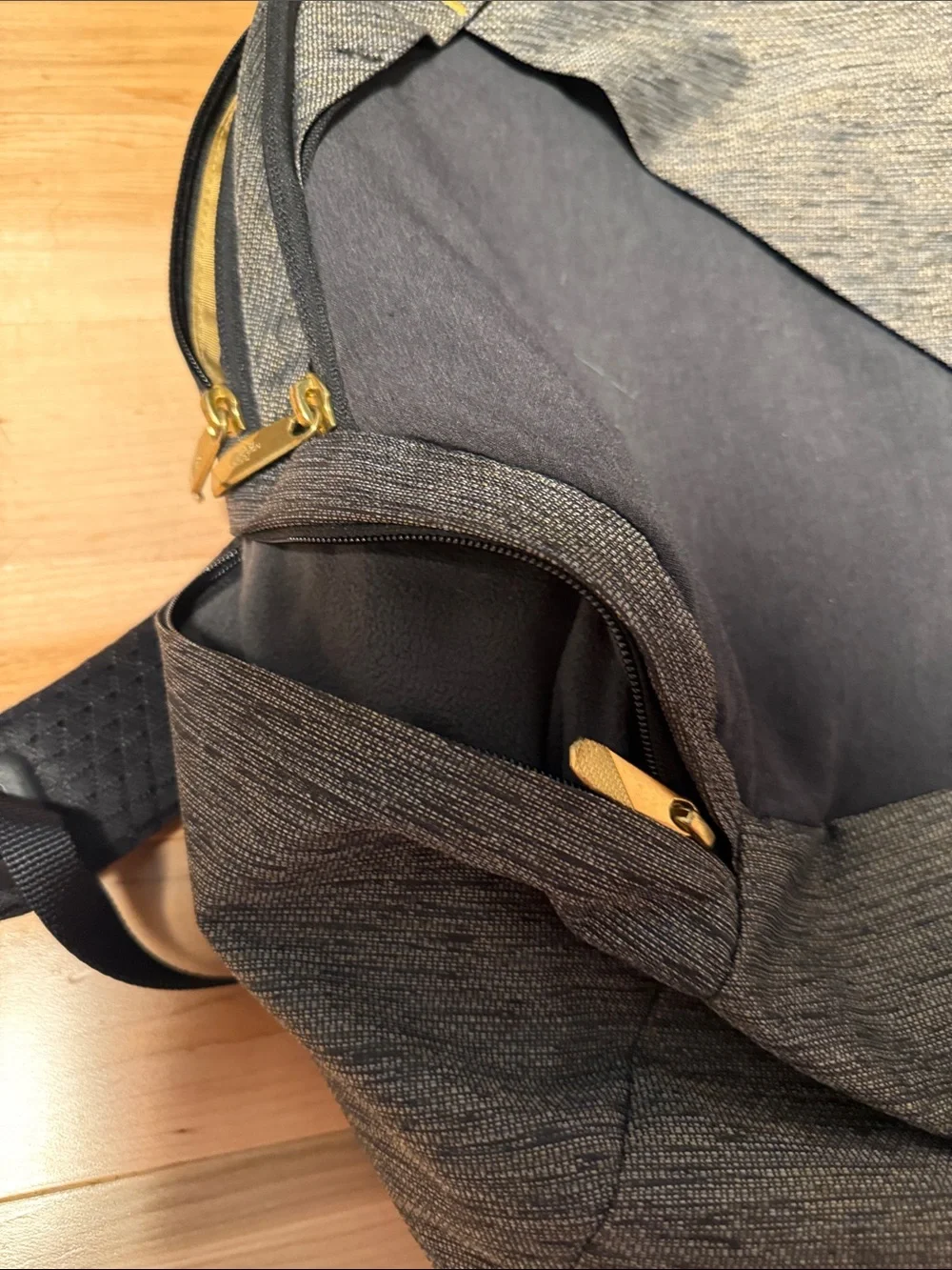 The North Face Black & Heather Gray Backpack with Yellow Logo